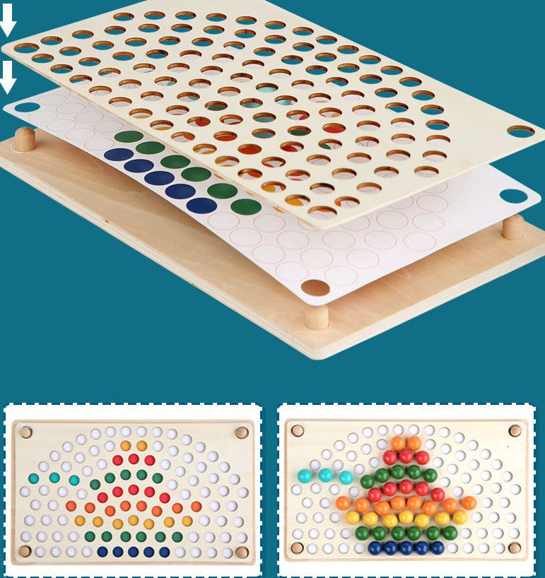 Mindello RainbowLink Sorteerset – Educatief Houten Kralenspel voor Kinderen 3+, Motoriek & Kleuren Leren