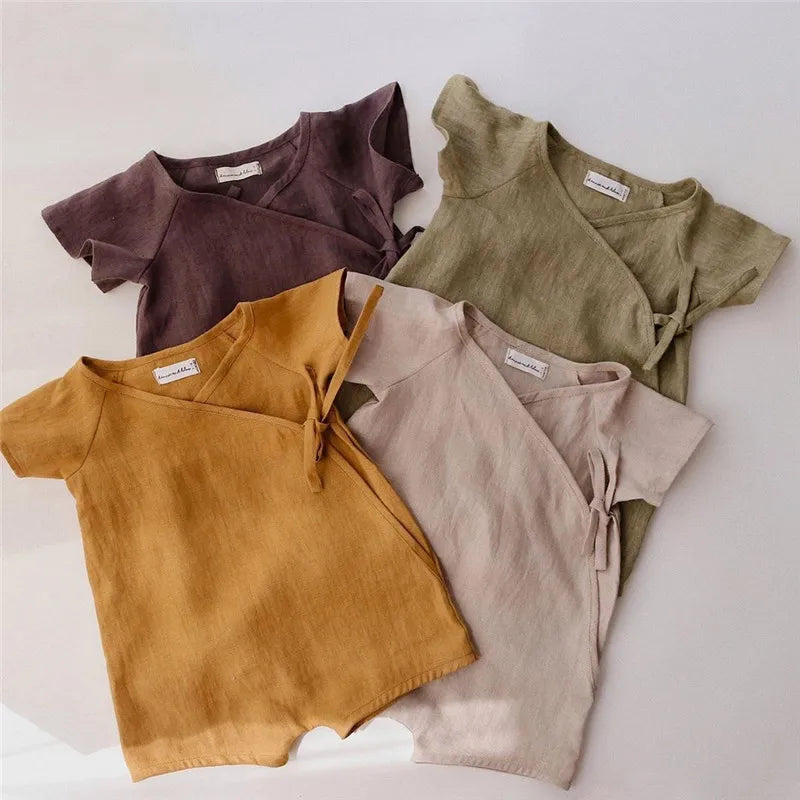 Baby romper linnen zomer – ademende romper baby unisex