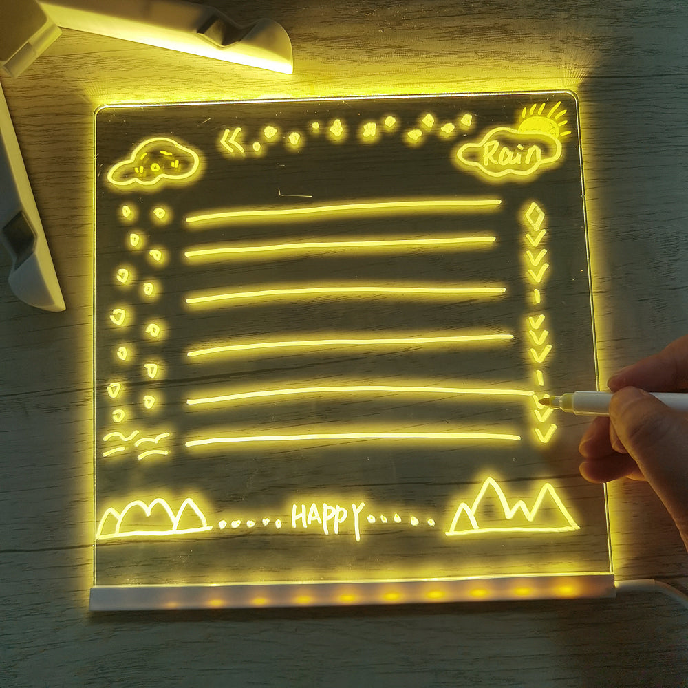 LED Schrijfbord - GlowNote Unisex, Transparant, Acryl, Inclusief Marker