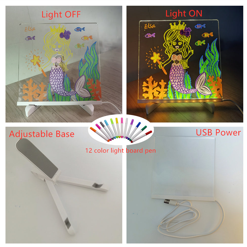 LED Schrijfbord - GlowNote Unisex, Transparant, Acryl, Inclusief Marker