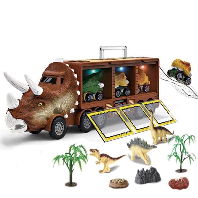 DinoHaul Transporttruck voor Kinderen – Interactieve Speelset met Licht, Geluid en Mini Dino’s