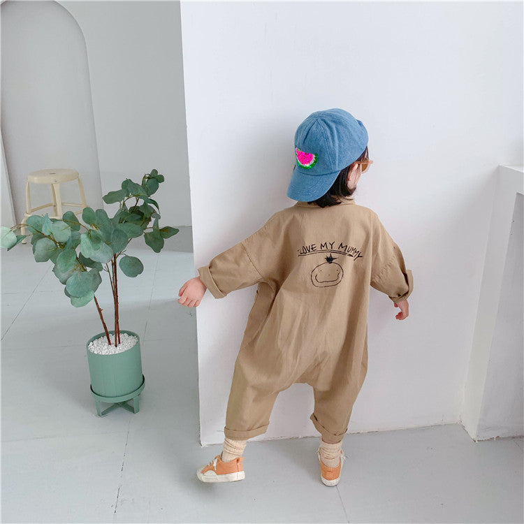 Jumpsuit/Overall – Maseru Meisjes, Blauw/Beige, Katoen, Maat 1-7 Jaar-More For Mini
