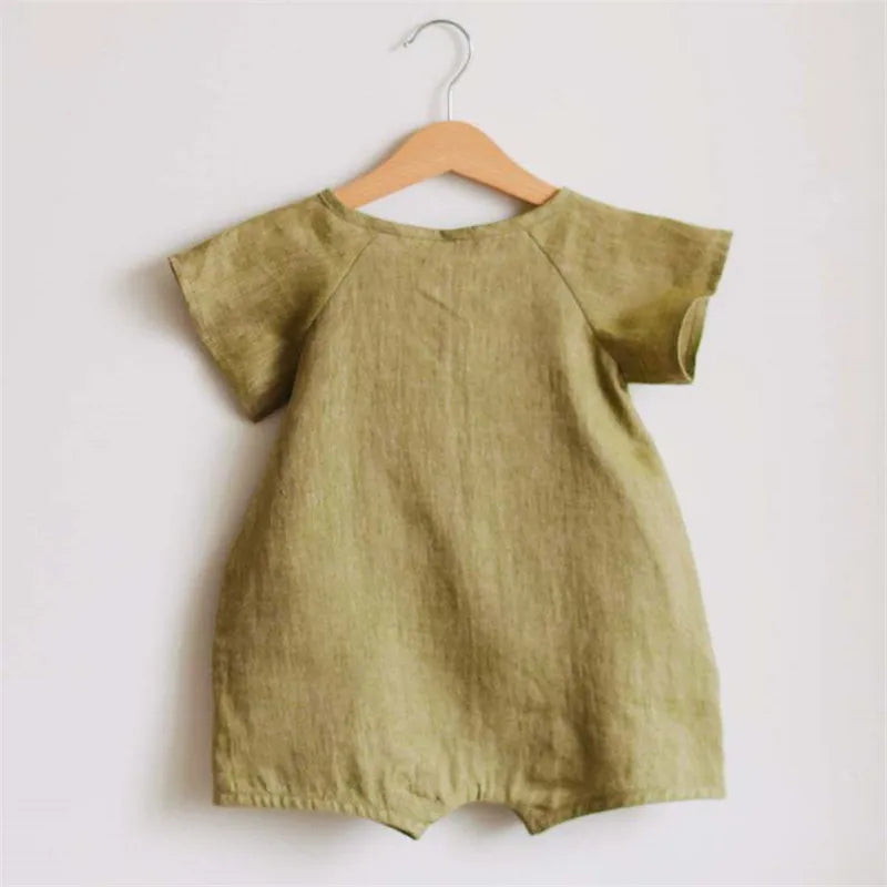 Baby romper linnen zomer – ademende romper baby unisex