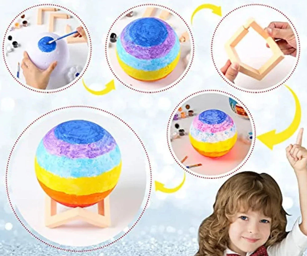 DIY Maanlamp Knutselset – Maak en Verf Je Eigen Unieke Lamp (8/10/12 cm)