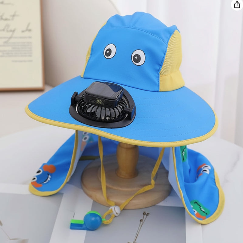 Kinder Zomerhoed met Ventilator – Zonbescherming & Verkoeling, USB én Solar