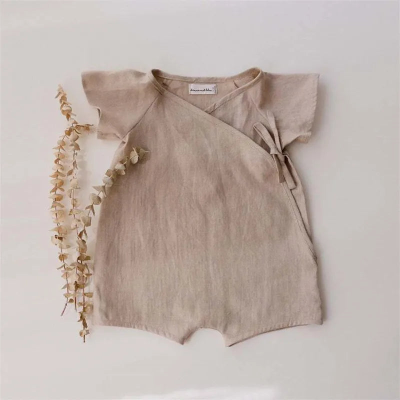 Baby romper linnen zomer – ademende romper baby unisex
