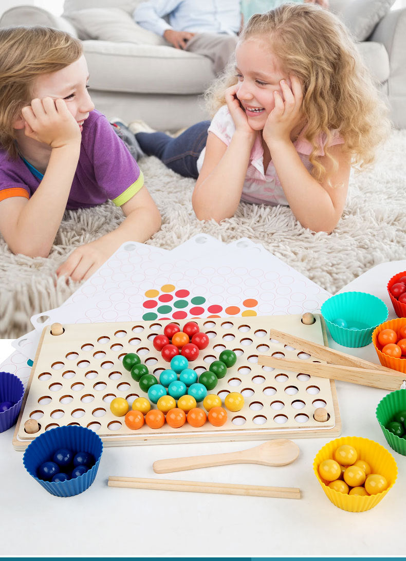 Mindello RainbowLink Sorteerset – Educatief Houten Kralenspel voor Kinderen 3+, Motoriek & Kleuren Leren