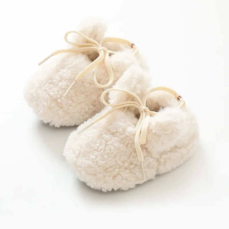 Antislip Bunny Pantoffels voor Baby’s - MoreForMini Unisex, Crème, Wol, Maat 0-2 Jaar