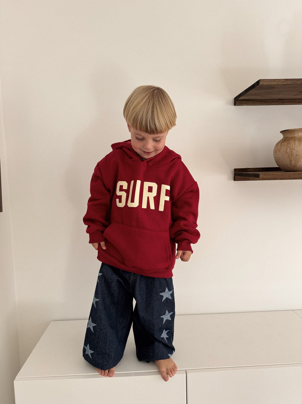 Hoodie - WaveRider Unisex, Groen/Rood/Grijs, Katoen, Maat 0-6 Jaar