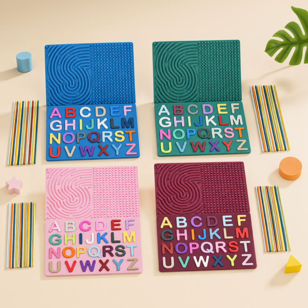 Sensorisch Siliconen Activiteitenbord met Letters – Alfabet Leren & Fijne Motoriek
