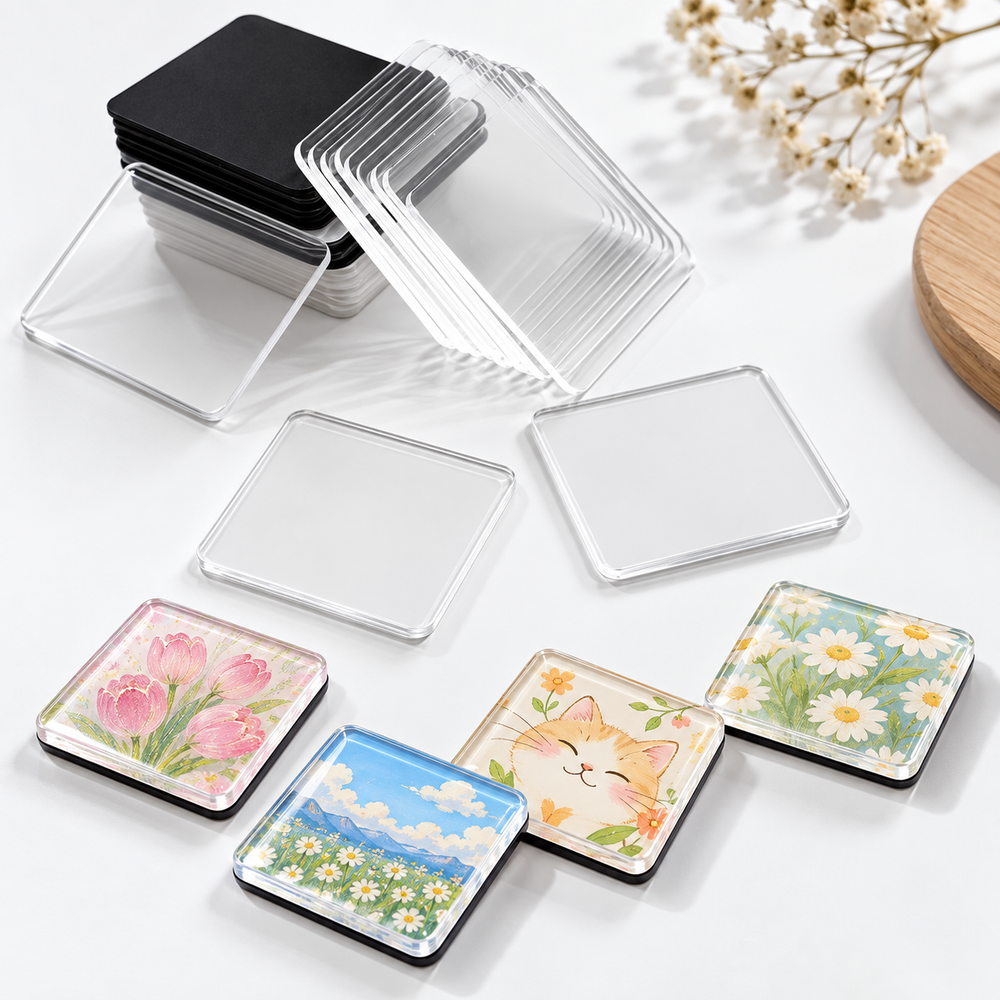 DIY koelkastmagneten van acryl voor kindertekeningen – set van 7, 20 of 30 stuks | knutselset