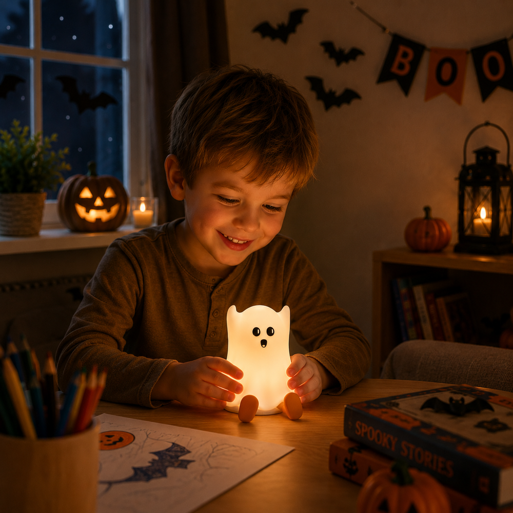 Halloween nachtlampje met zacht sfeerlicht – siliconen, oplaadbaar via USB-C | kinderkamerlamp