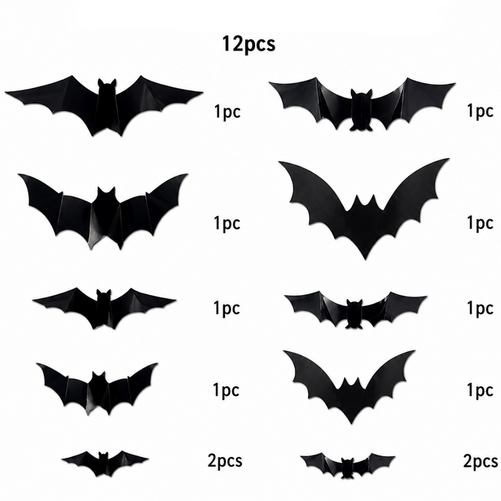 Halloween wanddecoratie met lichtgevende vleermuizen – 3D-effect, voor muur en deur | muurstickers
