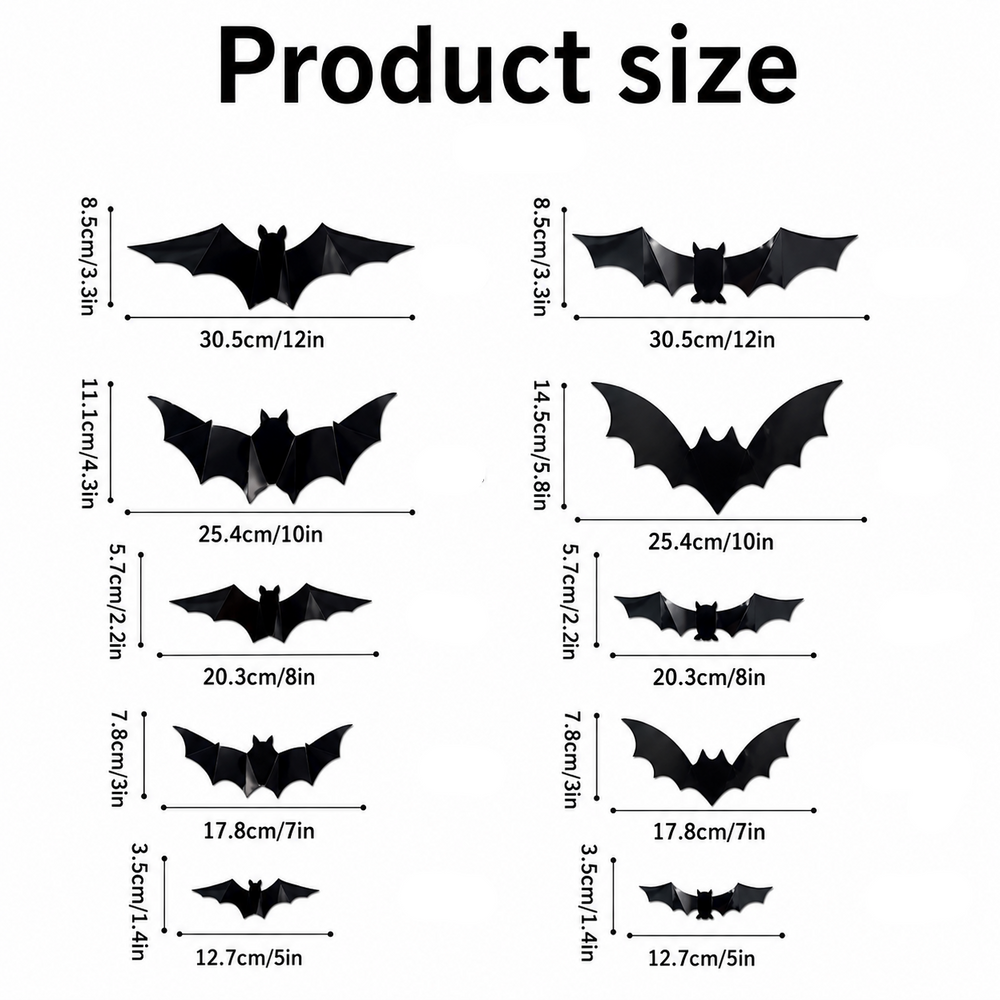 Halloween wanddecoratie met lichtgevende vleermuizen – 3D-effect, voor muur en deur | muurstickers