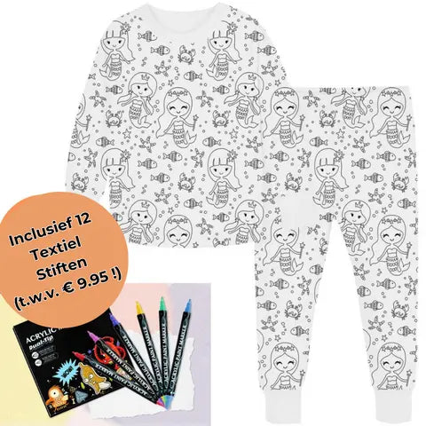 Kleur Pyjama Kind – DIY Pyjama Set met Textielstiften (3–8 Jaar)