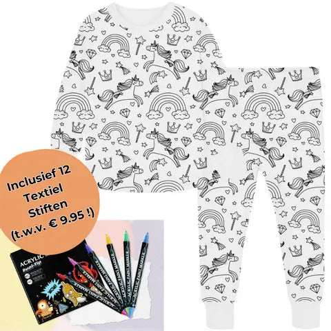 Kleur Pyjama Kind – DIY Pyjama Set met Textielstiften (3–8 Jaar)