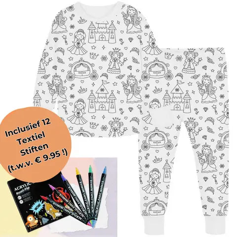 Kleur Pyjama Kind – DIY Pyjama Set met Textielstiften (3–8 Jaar)