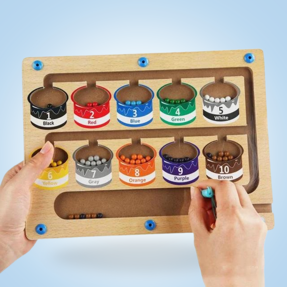 Montessori Magnetisch Houten Doolhof Educatief Spel - Kleuren & Cijfers