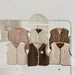 Bodywarmer met Wol - Gaborone Unisex, Roze/Bruin/Beige, Katoen, Maat 0-6 Jaar-More For Mini
