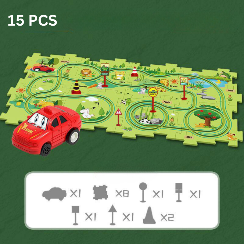 TrackForge Racebaan Set voor Kinderen – Aanpasbare Creatieve Race Track met Thema’s (3+)