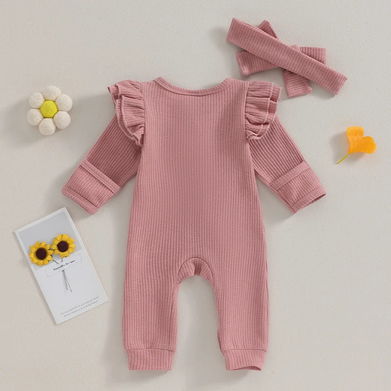 LumaLily Baby Jumpsuit Set voor Meisjes – Zacht, Comfortabel & Schattig met Haarband – Perfect voor Dagelijks Gebruik en Speciale Gelegenheden