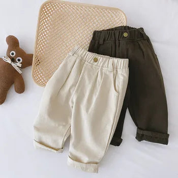 Casual Broek met Elastische Tailleband - Comfort Jongens, Beige/Bruin, Maat 1-5 Jaar-More For Mini