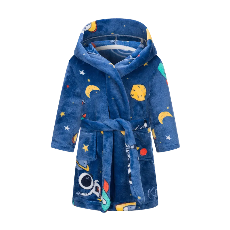 Kinderbadjas Ruimteprint – Warme Fleece Badjas met Capuchon