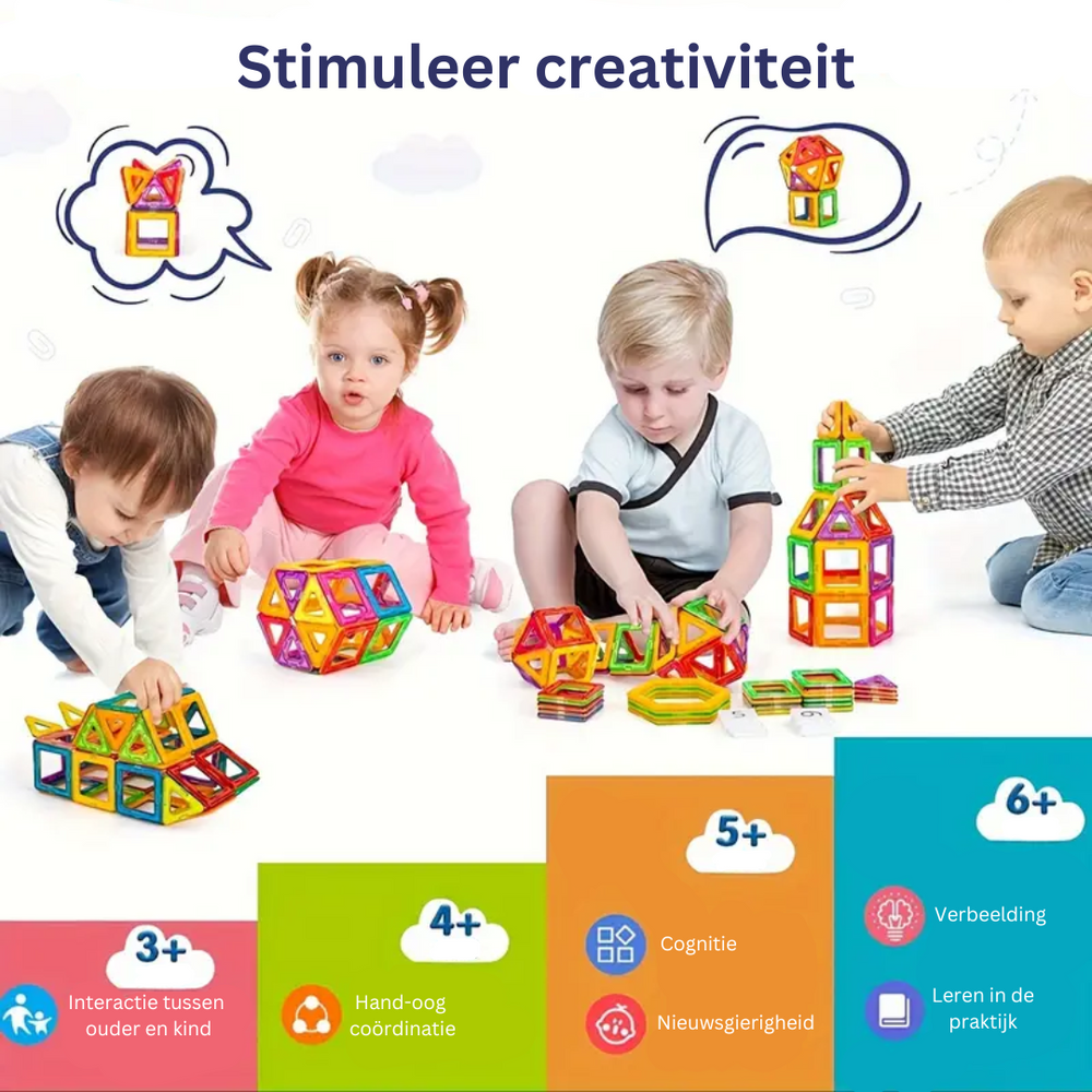 Magnetische Bouwstenen Set 74-delig – Stimuleren Creativiteit & Motoriek voor Kinderen