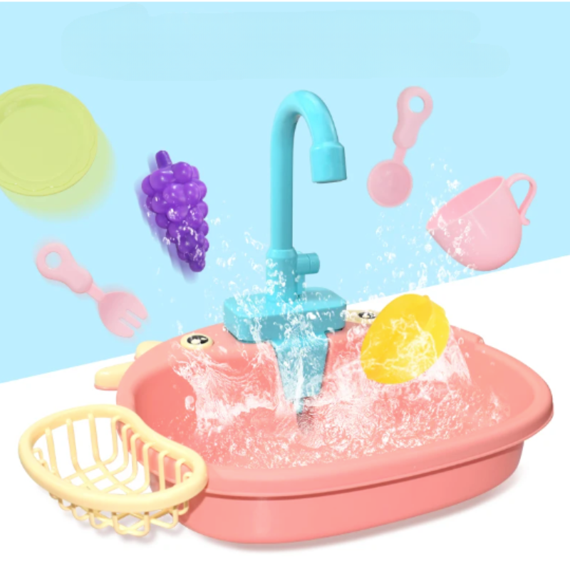 MiniWash Speelspoelbak met Stromend Water – Educatief Keukenspeelgoed voor Kinderen (3-6 jaar)