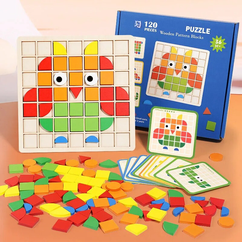 PuzzleNest Houten Montessori Puzzelset – Educatief & Duurzaam Speelgoed voor Kinderen