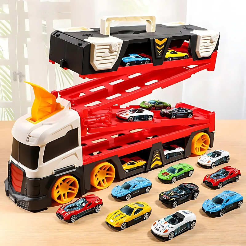 2-in-1 Speelgoedtruck met Racebaan – FlexiRacer | Auto Speelset voor Kinderen 3+ Jaar