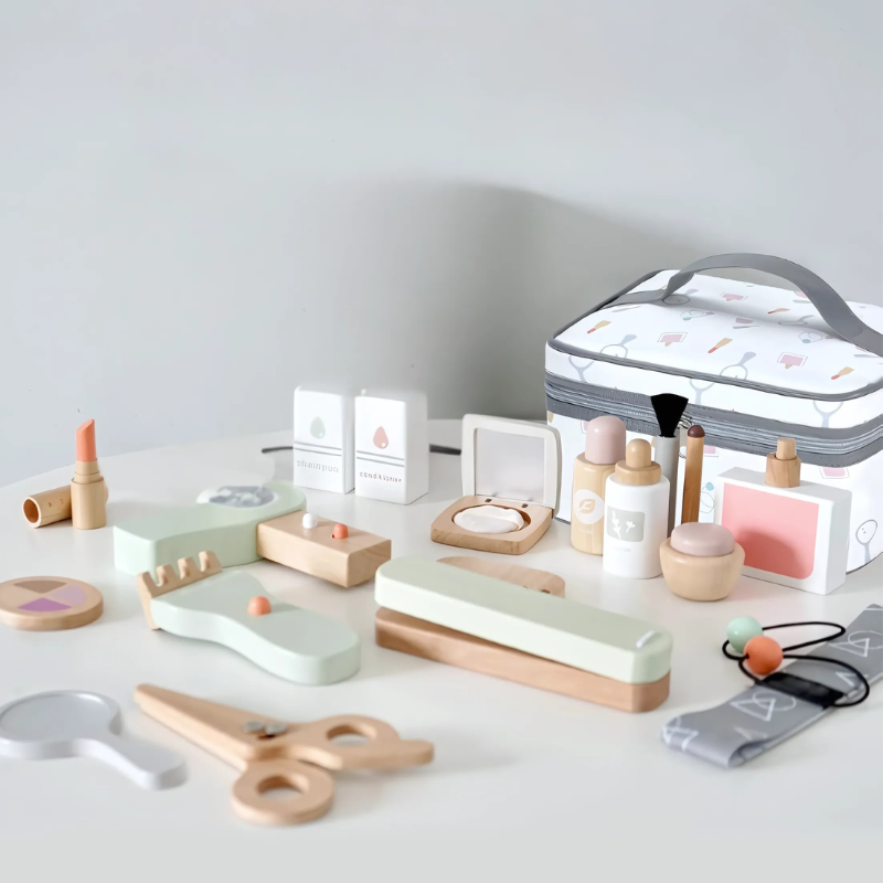 Houten Make-up Speelset Kind – Beauty Salon Speelgoed 16-delig 3+