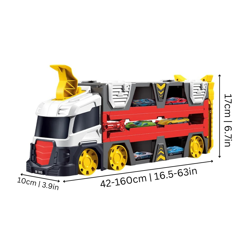 2-in-1 Speelgoedtruck met Racebaan – FlexiRacer | Auto Speelset voor Kinderen 3+ Jaar