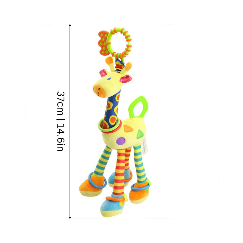 Bijtspeeltje en Knuffel in 1 – Giraffe Rammelaar voor Baby's | Zachte Sensorische Knuffel vanaf 0 Jaar