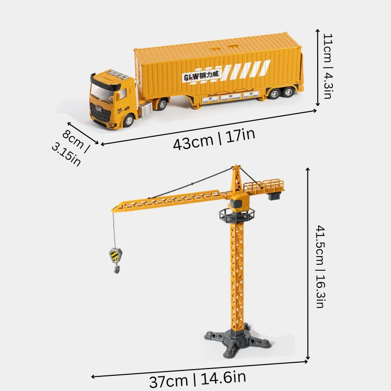 Bouwtruck Speelgoed 2-in-1 – Transformeerbare Truck met Licht & Geluid + Mini-Voertuigen – Educatief Cadeau voor Kinderen 3-5 Jaar