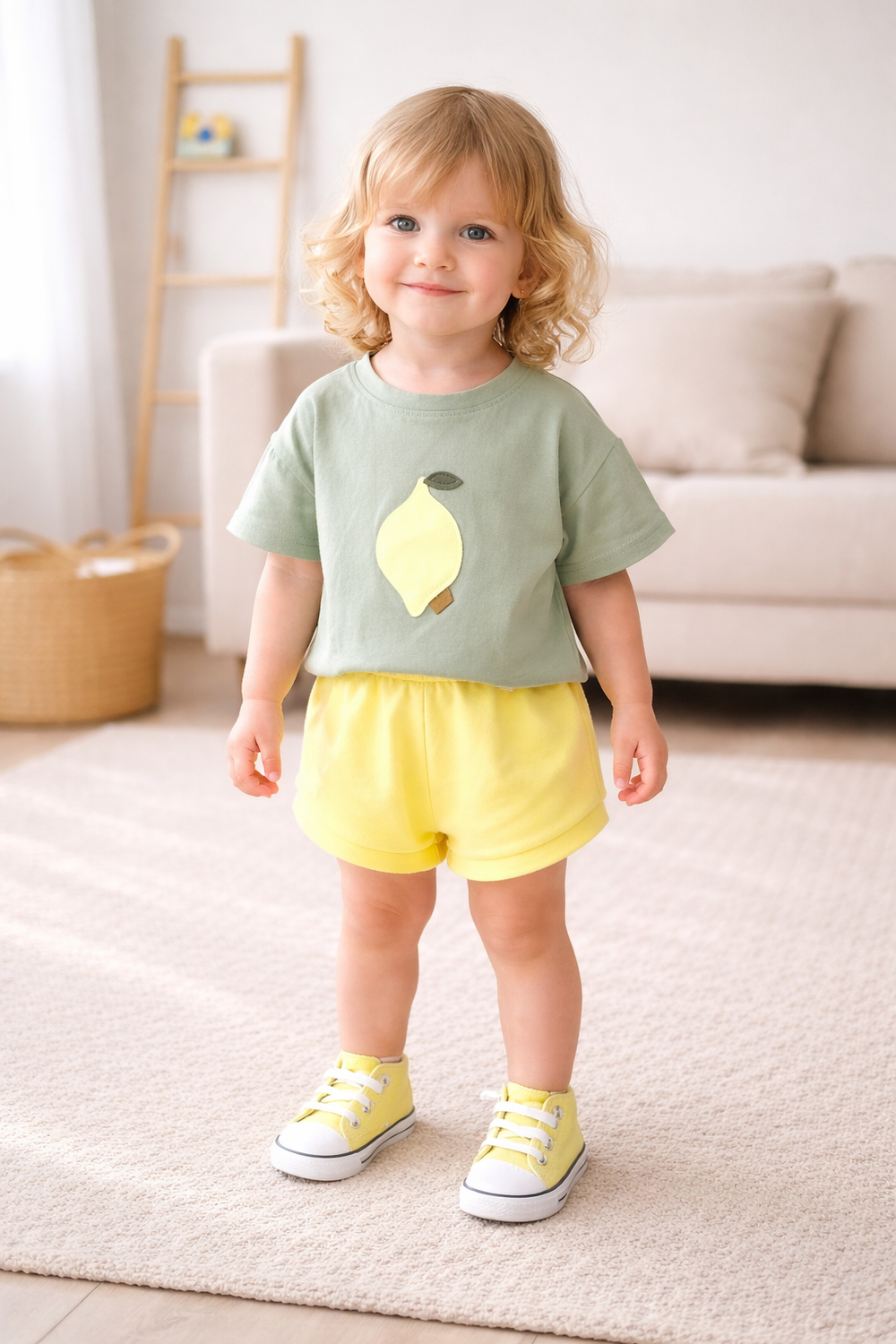Baby Zomerset – T-shirt met Citroen en Korte Broek (0-3 Jaar)