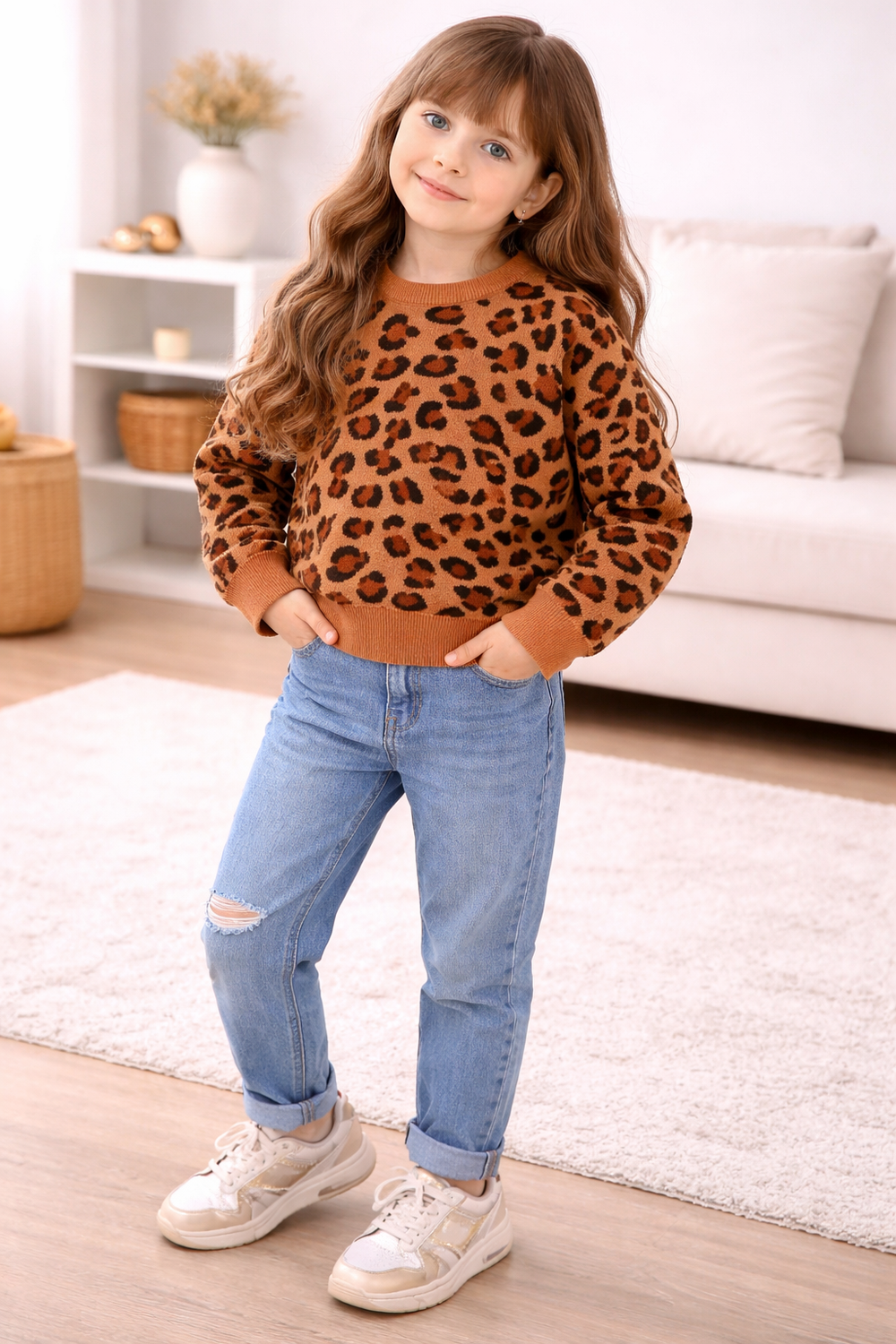Kinder trui dierenprint – warme trui kind (1-6 jaar)