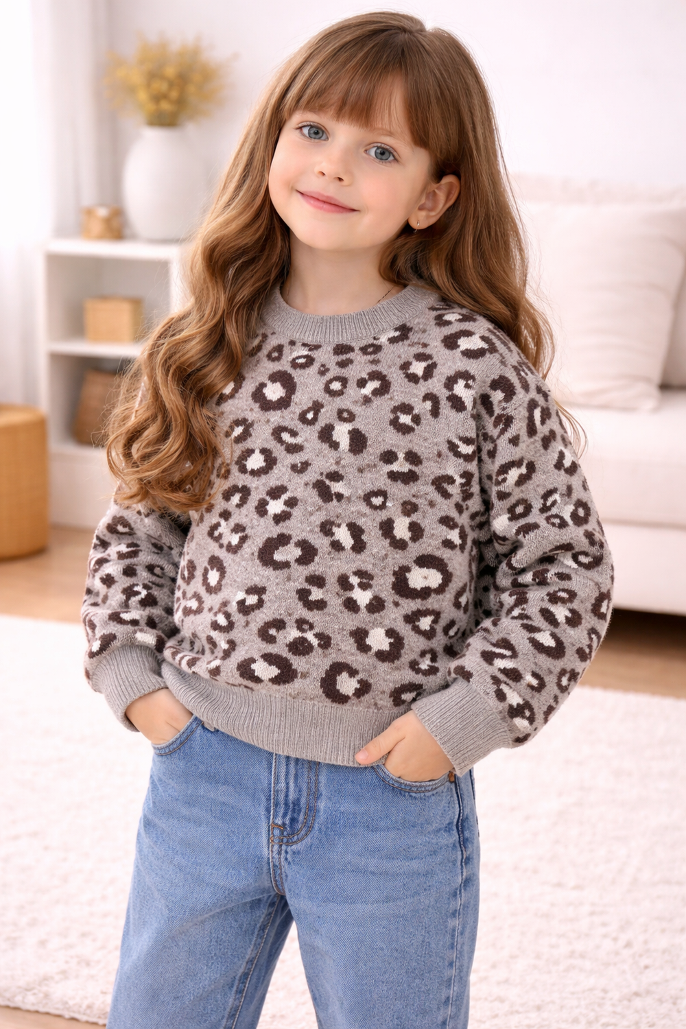 Kinder trui dierenprint – warme trui kind (1-6 jaar)