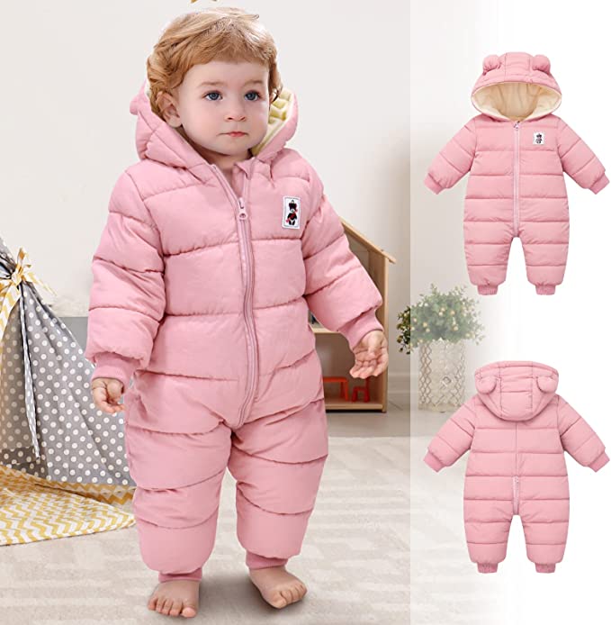 LittleSnow Baby Skipak – Warm & Comfortabel Winterpakje voor 0-12 Maanden Met Fleece Voering en Schattige Muts