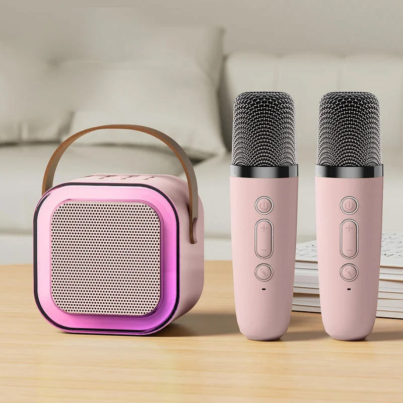 Mini Karaoke Set voor Kinderen – 2 Draadloze Microfoons & Bluetooth
