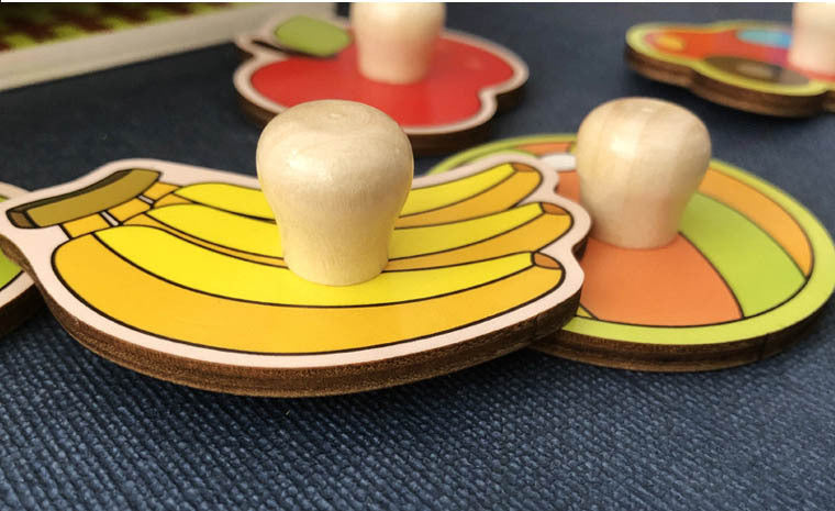 FruitWise Houten Knoppuzzel voor Peuters – Educatieve Fruit Puzzel voor Motoriek & Spelenderwijs Leren
