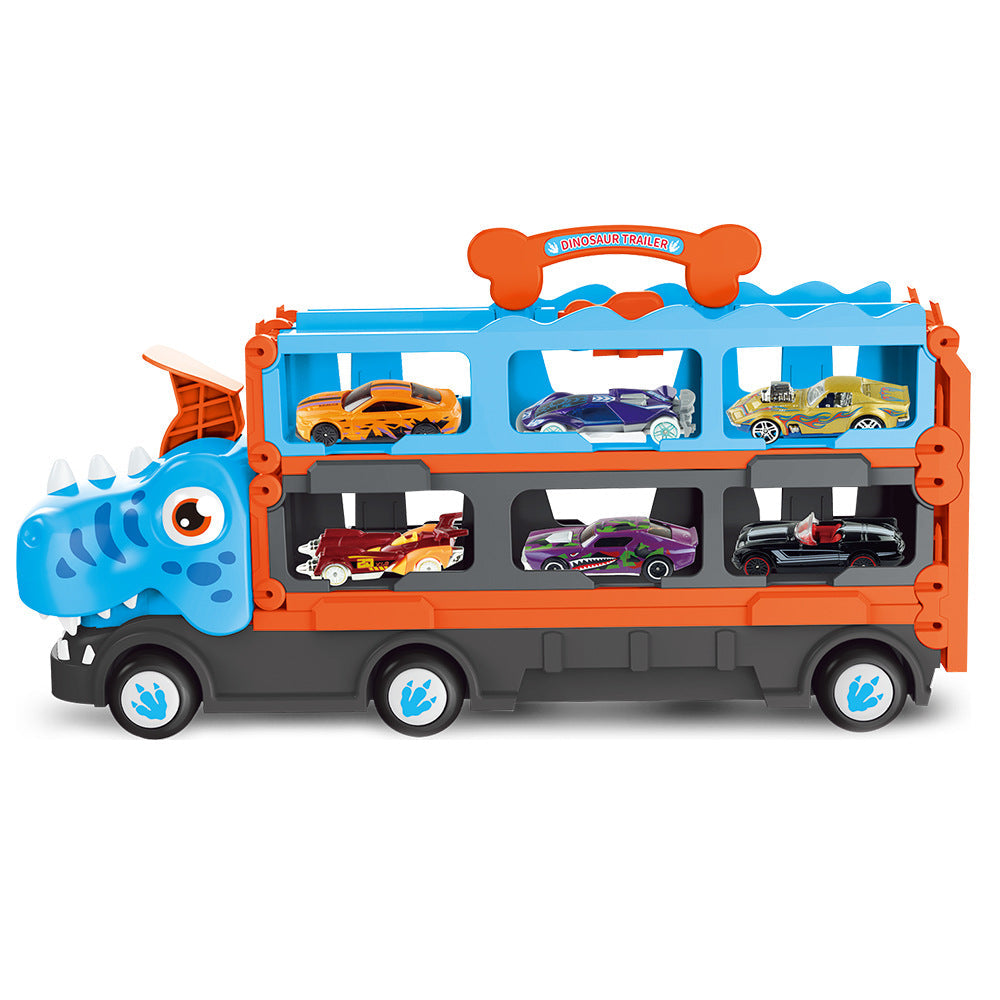 DinoRace Explorer – Speelgoedtruck met Uitschuifbare Racebaan en Mini-Auto's voor Kinderen 3+