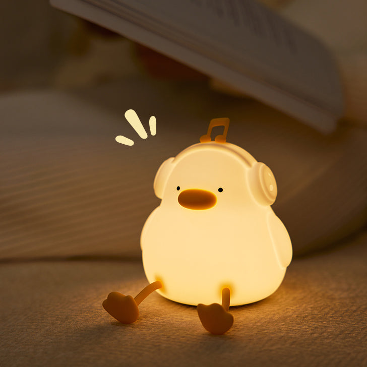 Nachtlampje eend met aanraakbediening – USB-oplaadbaar, warm licht, siliconen | led-lamp kinderkamer