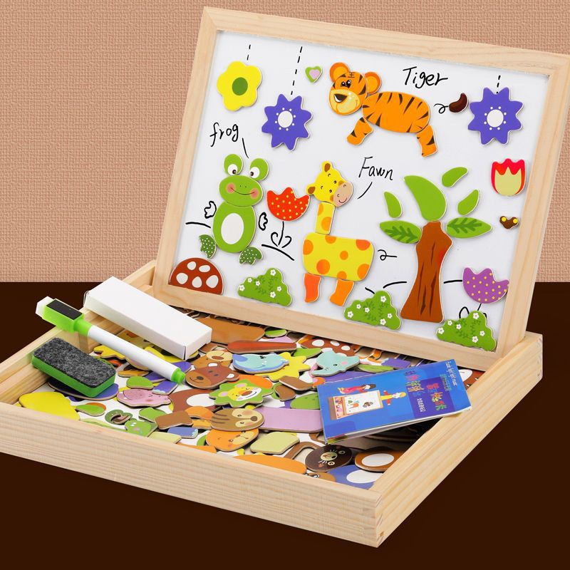 Tekentafel 2-in-1 whiteboard en krijtbord – magnetisch, beukenhout, accessoires | kindertekenbord