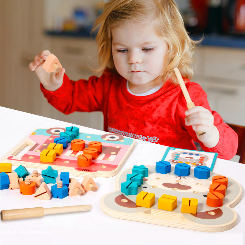 Houten Montessori Schroefspel voor Peuters – Educatief & Motoriek Spel