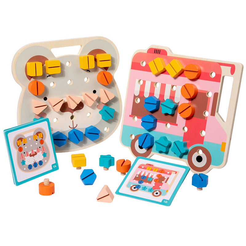 Houten Montessori Schroefspel voor Peuters – Educatief & Motoriek Spel