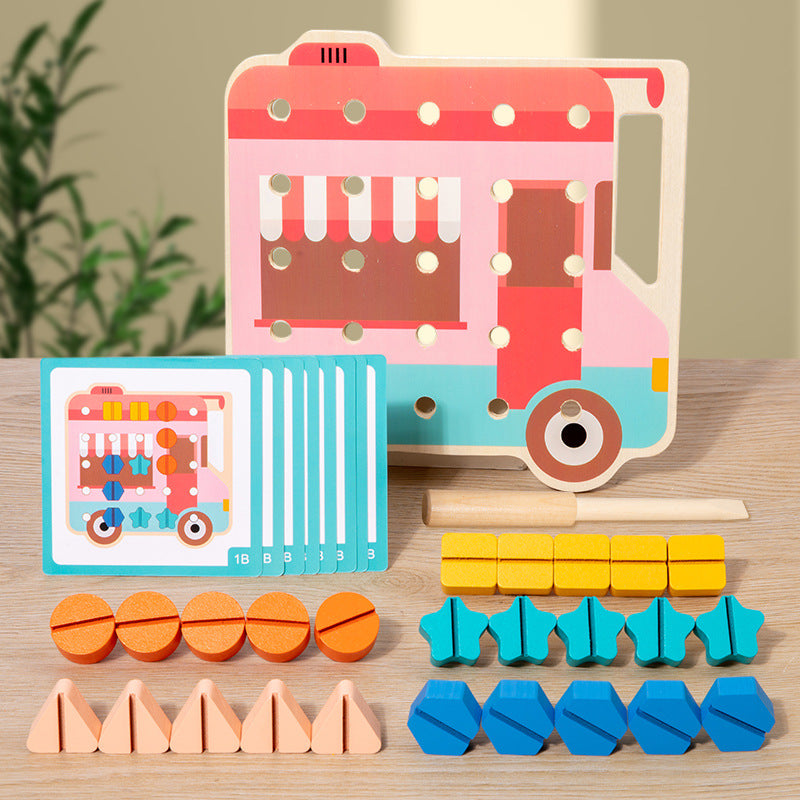 Houten Montessori Schroefspel voor Peuters – Educatief & Motoriek Spel