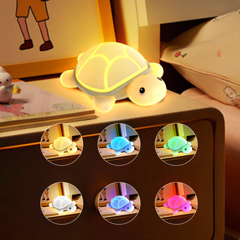 Schildpad nachtlampje siliconen oplaadbaar – tikbediening, 7 kleuren, 30-min timer | LED bedlampje