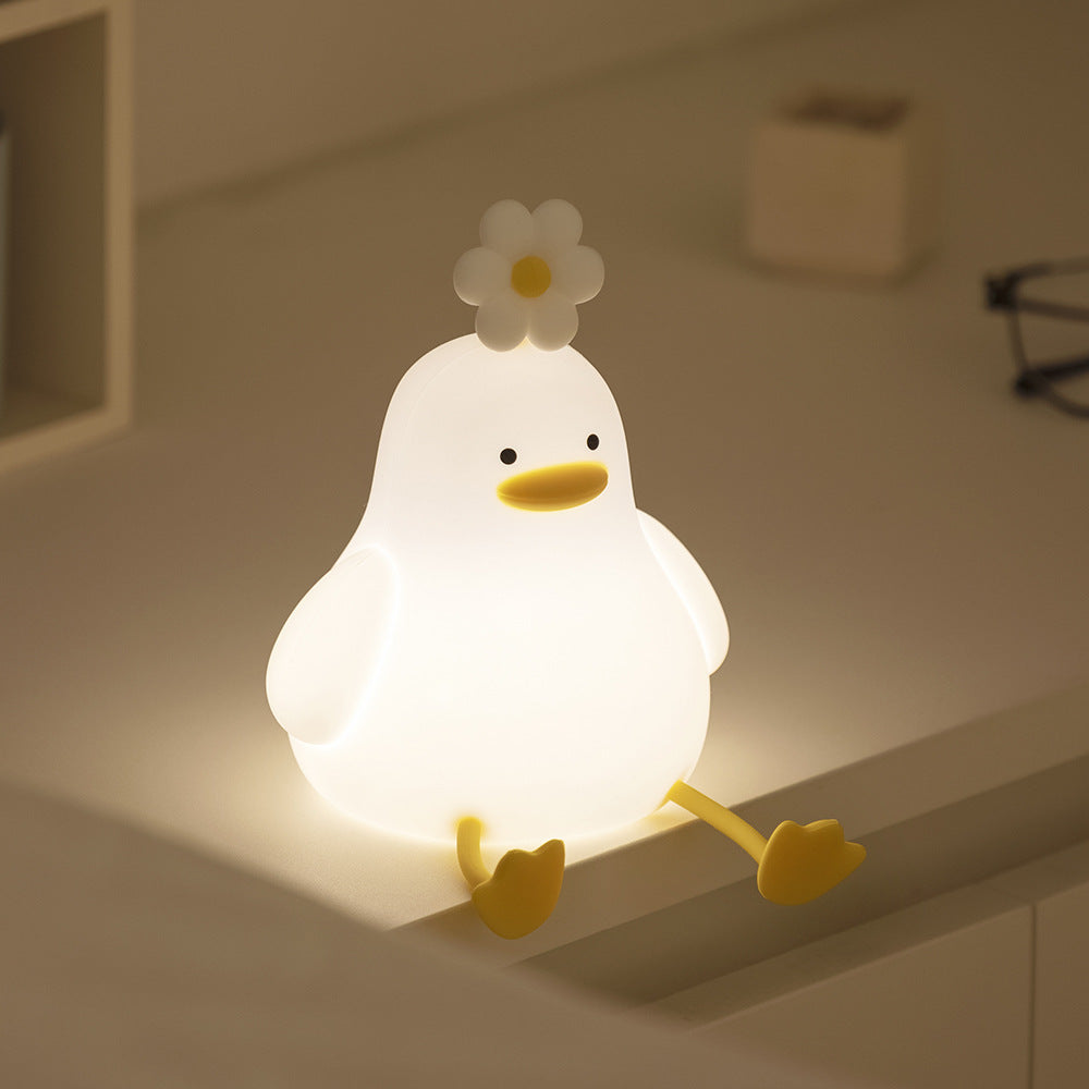 Nachtlampje eend met aanraakbediening – USB-oplaadbaar, warm licht, siliconen | led-lamp kinderkamer