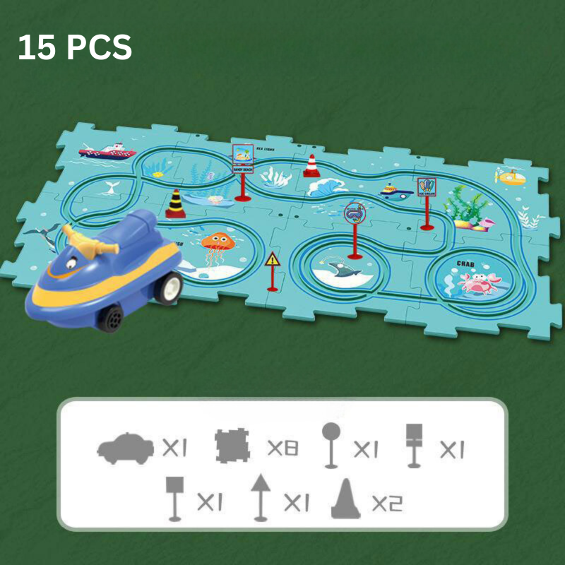 TrackForge Racebaan Set voor Kinderen – Aanpasbare Creatieve Race Track met Thema’s (3+)